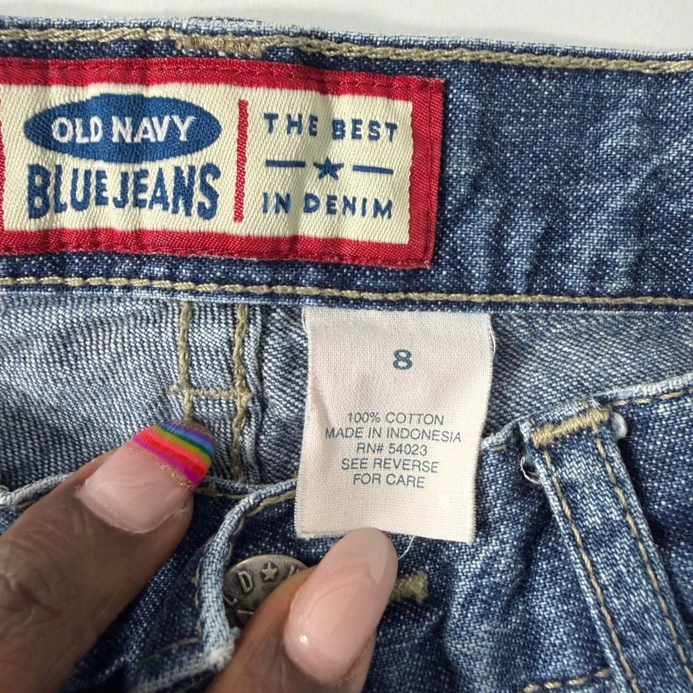 Old Navy Girls Vintage Y2K Studded Flare Leg Blue Jeans Size 8 138274-00-1‎